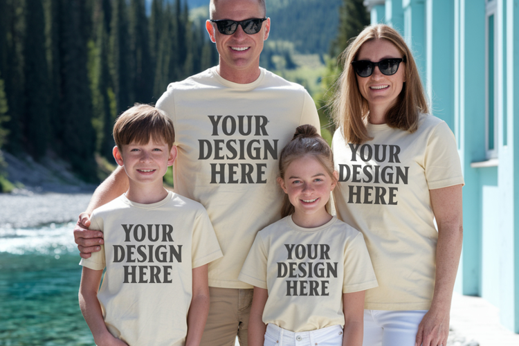 Bella Canvas 3001 Family Group T-Shirt Mockup