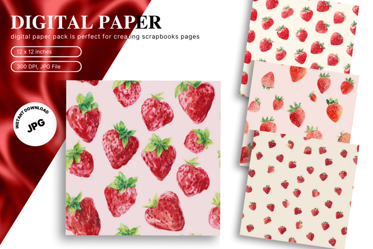 Strawberry Pattern Background Fresh Fruit Wallpaper Backdrop