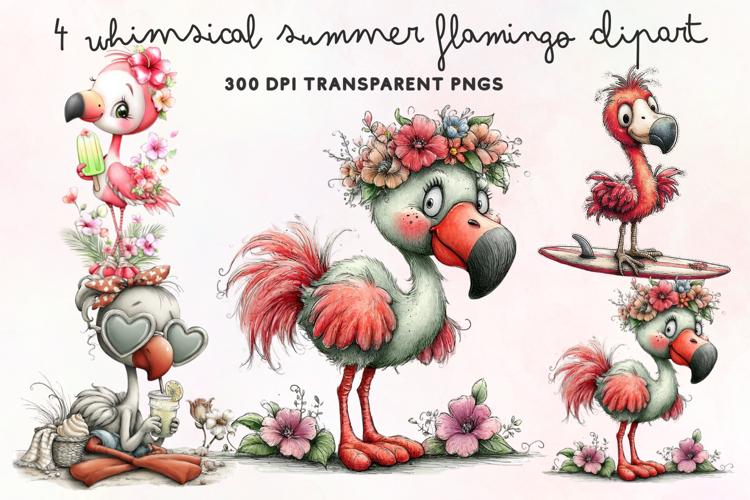 Cute Flamingo Clipart Image 8