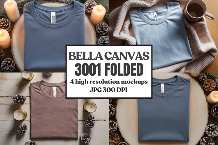 Christmas Bella Canvas 3001 Folded Tshirt Mockup