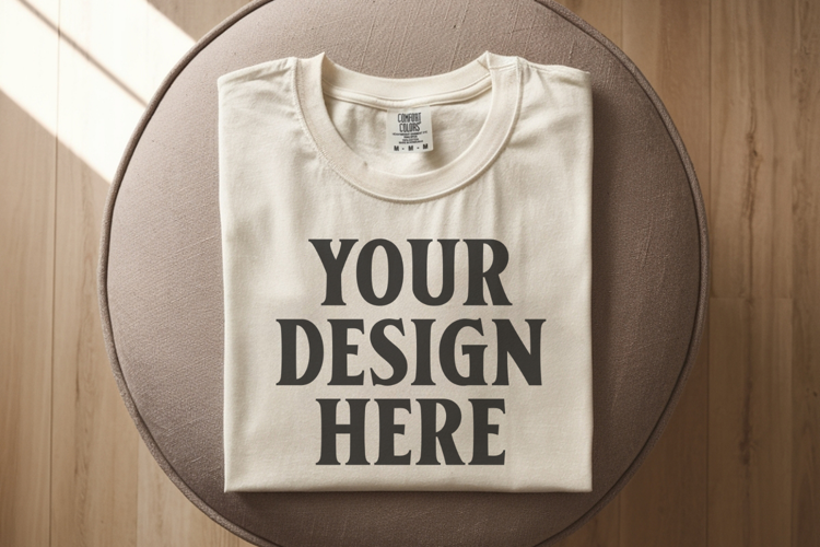 Ivory Comfort Colors 1717 Folded Tshirt Mockups
