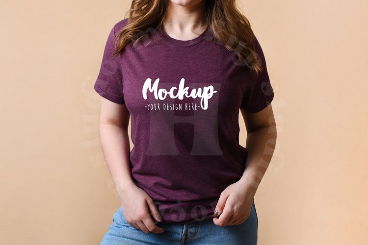 Maroon 3413 Bella Canvas Tshirt Mockup | Model Tshirt Mockup example image 1