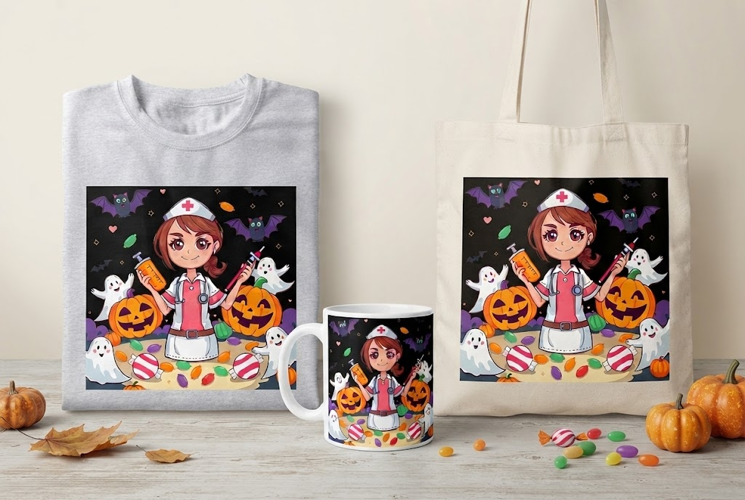 Cute Halloween Nurse PNG | Pumpkin Ghost Medical Clipart
