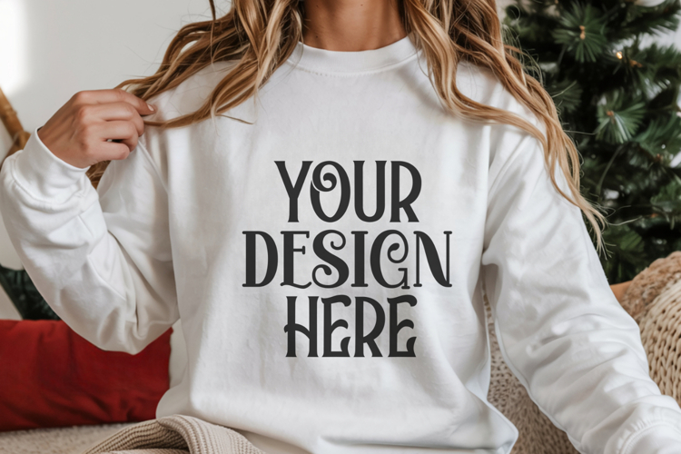 Christmas Gildan 18000 White Crewneck Sweatshirt Mockup