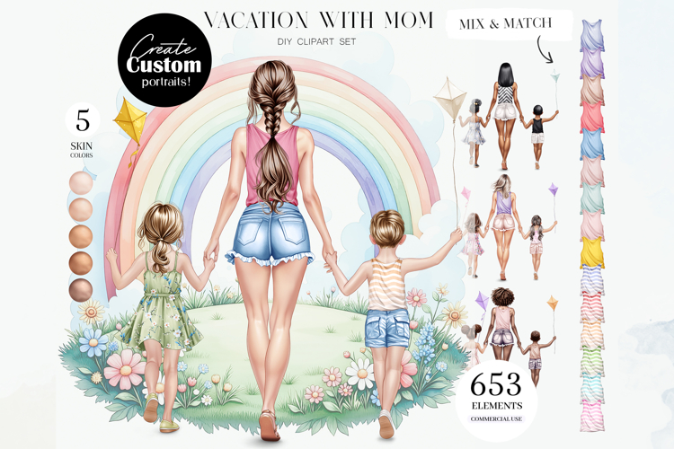 Vacation with Mom Clipart Portrait Creator