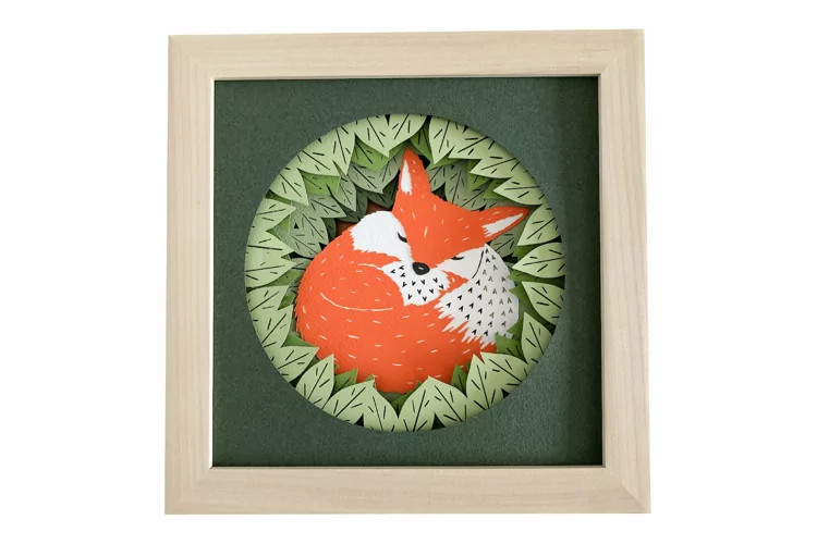Baby Fox Shadow Box 3D Papercut Template