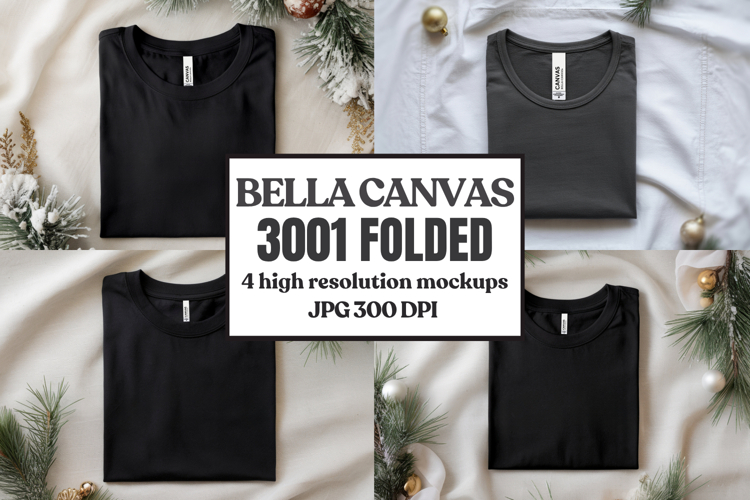 Christmas Bella Canvas 3001 Folded Tshirt Mockup