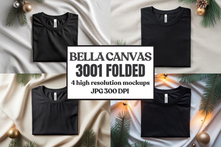 Christmas Bella Canvas 3001 Folded Tshirt Mockup