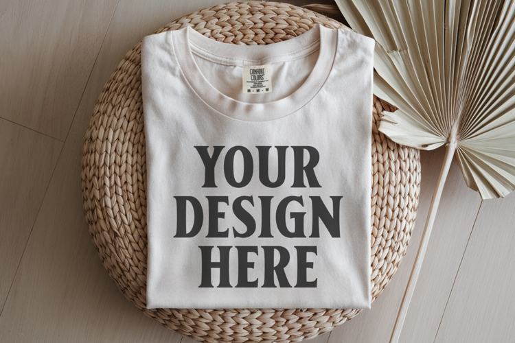Ivory Comfort Colors 1717 Folded Tshirt Mockups