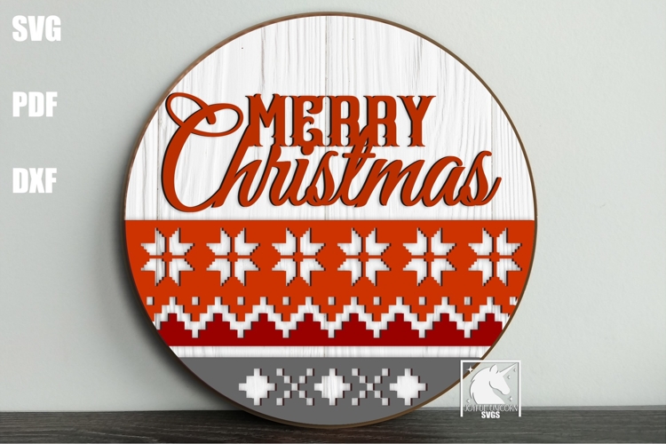 Merry Christmas Nordic Sign SVG | Scandinavian Door Hanger