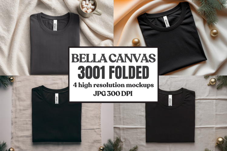 Christmas Bella Canvas 3001 Folded Tshirt Mockup