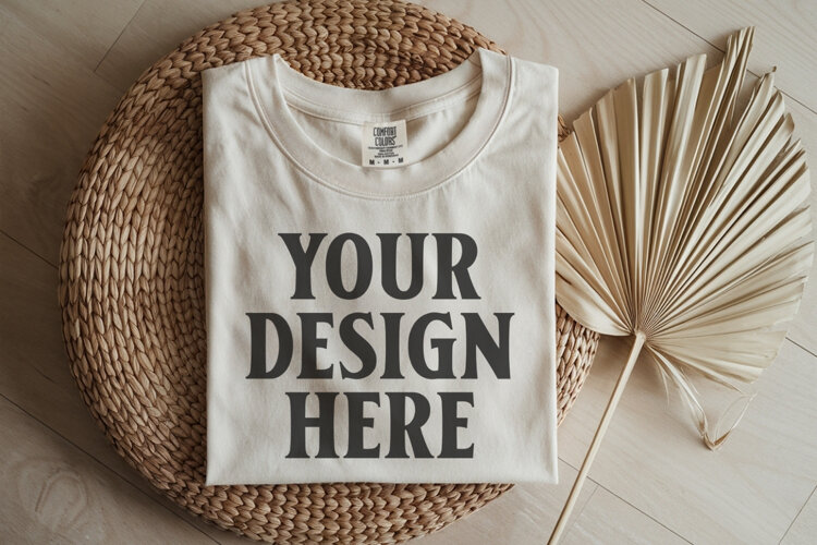 Ivory Comfort Colors 1717 Folded Tshirt Mockups example image 1