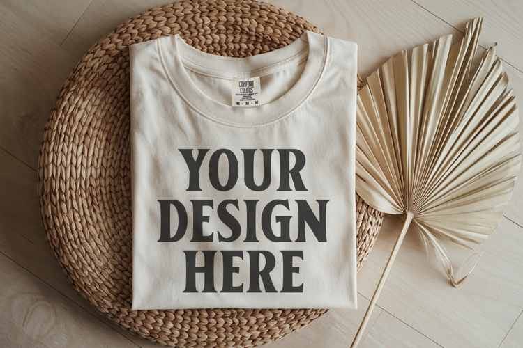 Ivory Comfort Colors 1717 Folded Tshirt Mockups