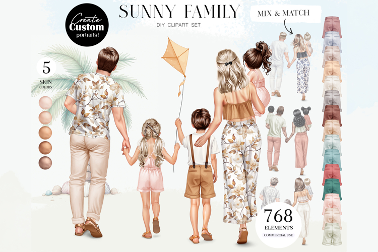 Sunny Family Clipart Portrait Creator