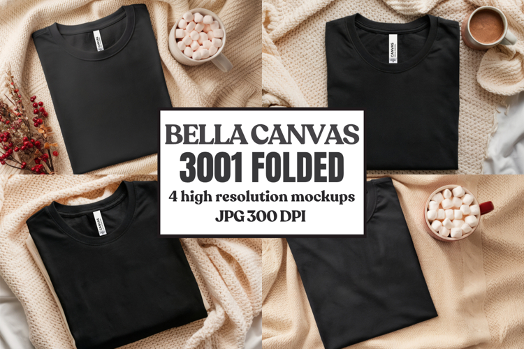 Christmas Bella Canvas 3001 Folded Tshirt Mockup