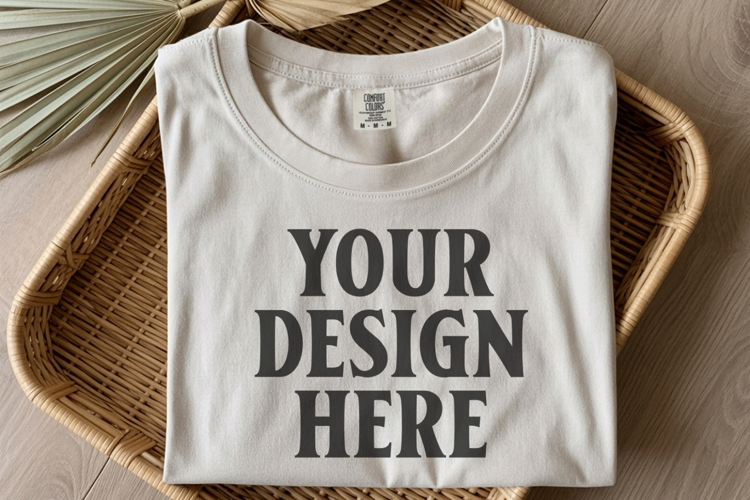 Ivory Comfort Colors 1717 Folded Tshirt Mockups