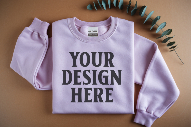 Light Pink Gildan 18000 Folded Flat Lay Mockups