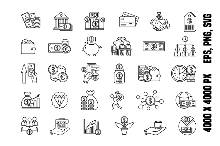Line Dollar Icons