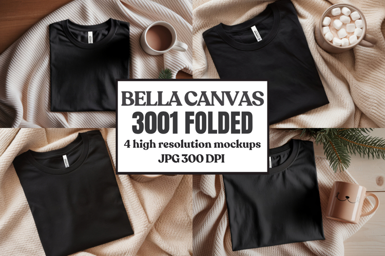 Christmas Bella Canvas 3001 Folded Tshirt Mockup
