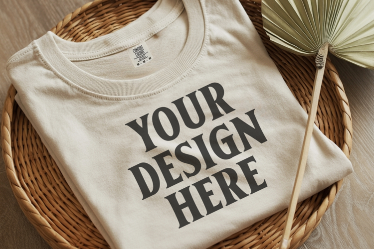 Ivory Comfort Colors 1717 Folded Tshirt Mockups