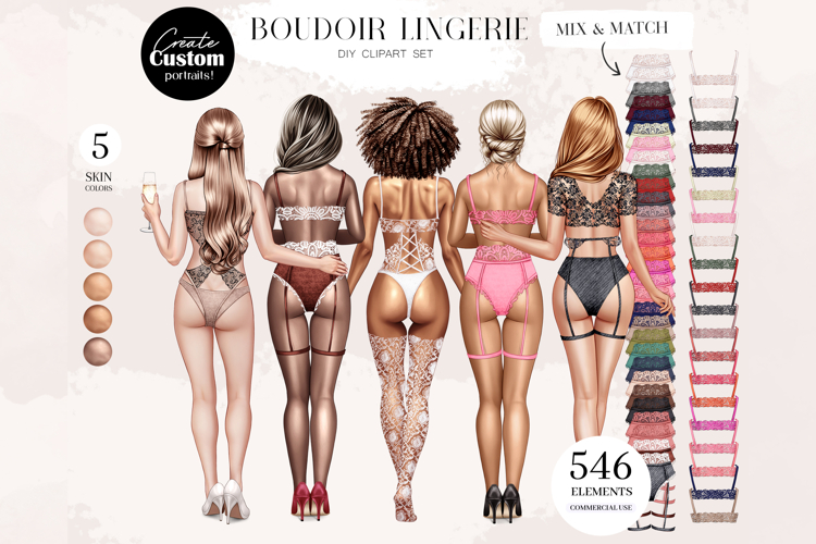Boudoir Lingerie Clipart Portrait Creator