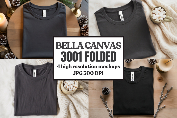 Christmas Bella Canvas 3001 Folded Tshirt Mockup