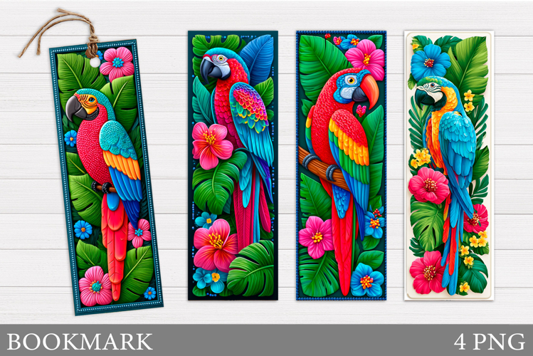 Parrot Bookmark Design. Summer Bookmark Sublimation example image 1
