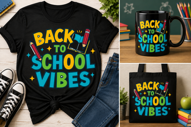 Back to School Vibes PNG, Colorful School Design for Kids