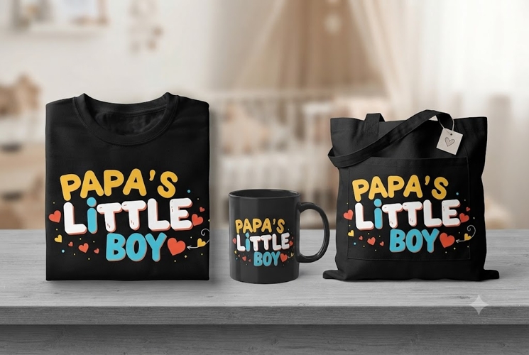 Papa’s Little Boy PNG | Vintage Father’s Day Design