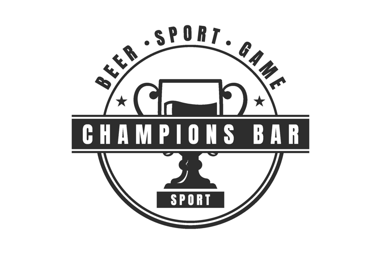 champions bar retro sport and beer emblem logo design