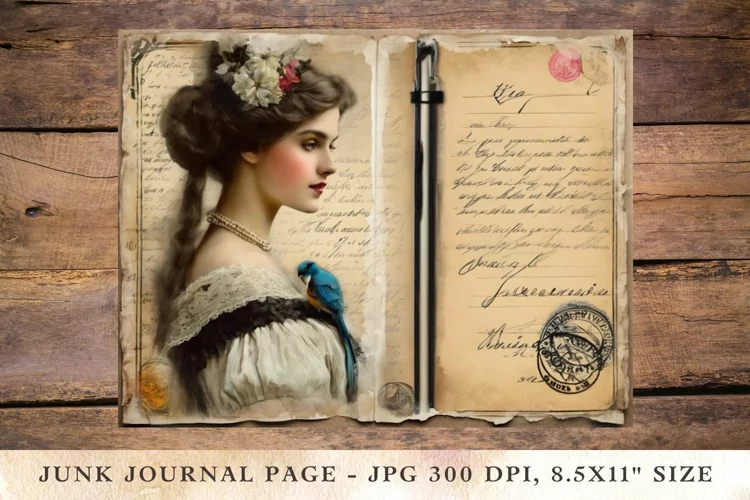Printable Junk Journal Pages victorian girl 2