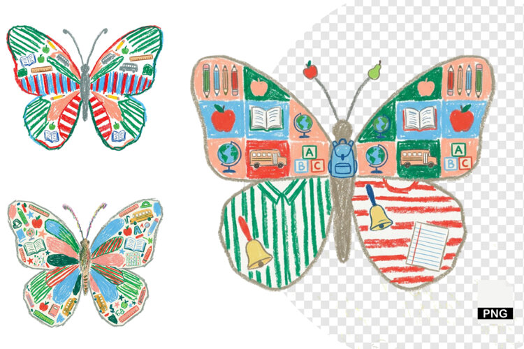 Back To School Butterfly Clipart example image 1