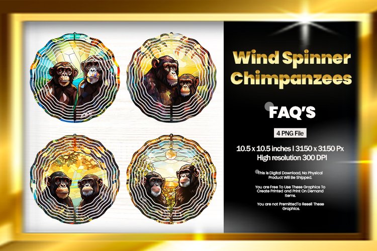 Chimpanzee Wind Spinner Sublimation - 04 Variations example image 1