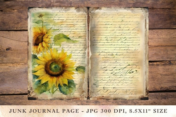 Printable Junk Journal Pages sunflower 7 example image 1