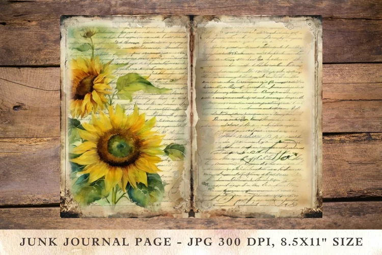 Printable Junk Journal Pages sunflower 7