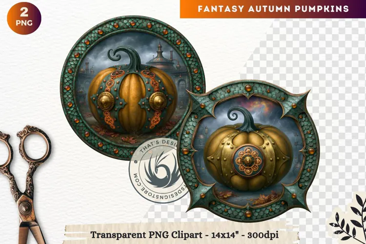 Fantasy Autumn Pumpkins Dark Gothic Clipart sublimation