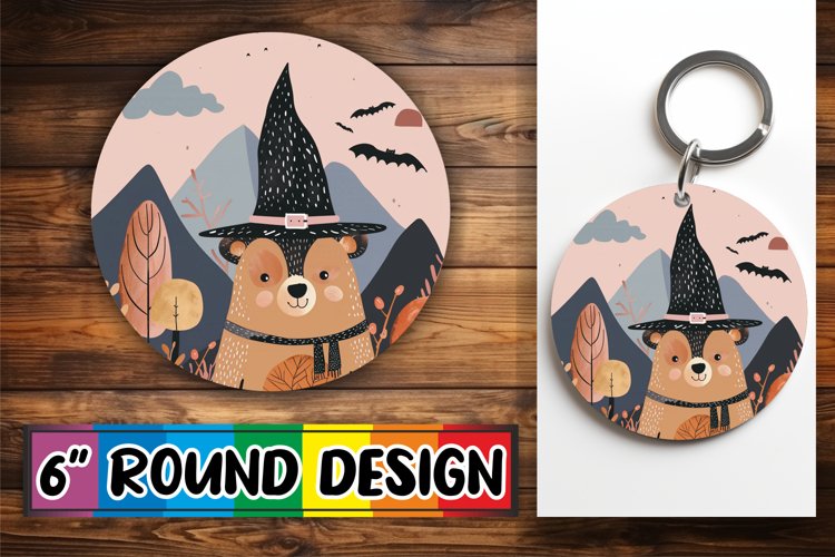 Boho Animal Round Design for Halloween PNG Keychain