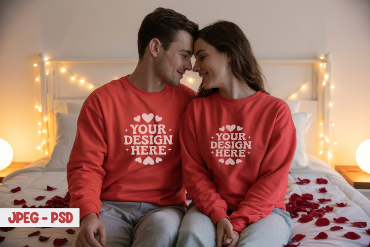 Valentine Couple Sweatshirt PSD JPEG Mockup