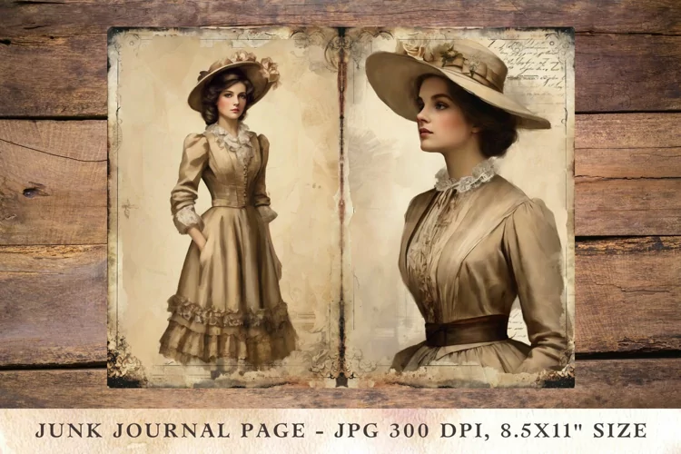 Printable Junk Journal Pages victorian woman girl 35