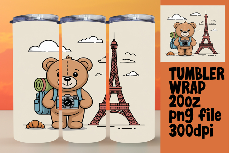 DYNAMIC 20oz Tumbler Artwork , Cute Bear