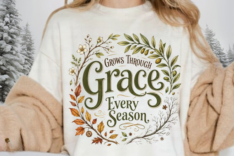 Grace Grows Through Every Season PNG Sublimation Design