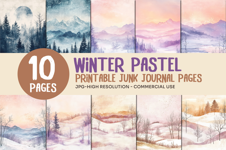 Winter Pastel Mountains Journal Pages