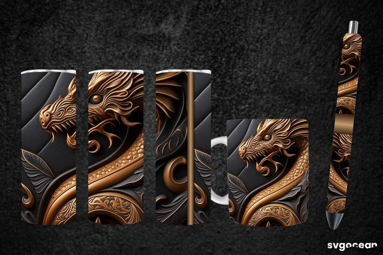Golden Dragon Sublimation | Tumbler | Mug | Pen example image 1