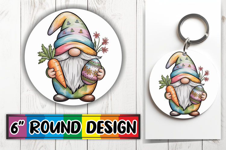 Whimsical Car Coaster Round, Easter Gnomes