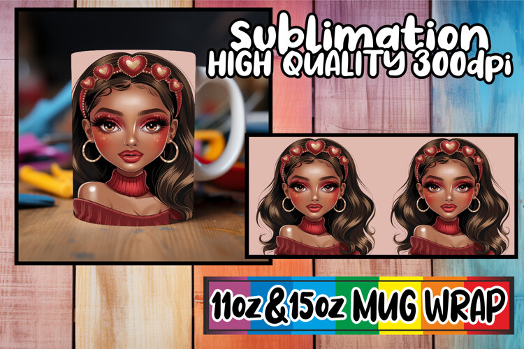 Playful evenings 11oz 15oz sublimation wrap, Afro Girl example image 1