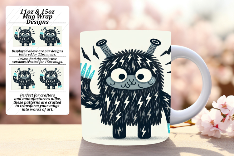 EXQUISITE 11oz Mug Wrap PNG Template , Monster