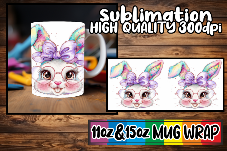 Gentle smiles 11oz 15oz sublimation wrap, Easter Bunny