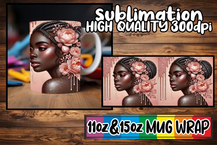 Joyful adventures 11oz 15oz sublimation wrap, Afro Girl example image 1