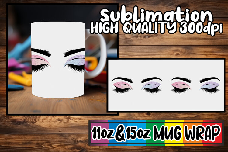 Happy journeys sublimation mug wrap, Woman Eyes example image 1