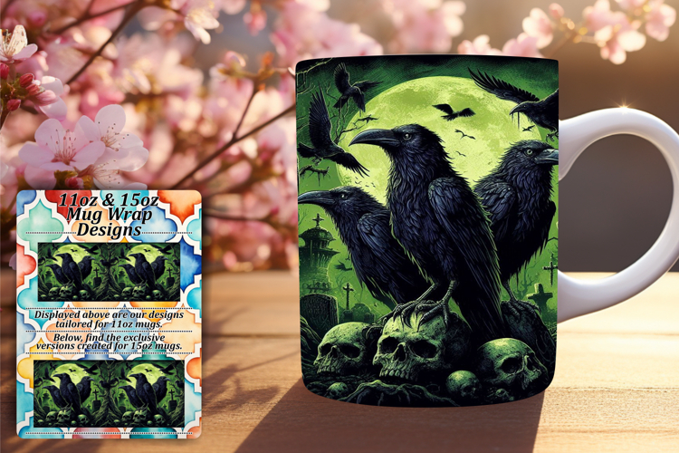 Classic 11oz Mug Wrap Png Design , Horror Halloween